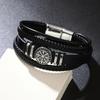Trendy Norse Viking Men Bracelet Fashion All-match Multi-layer Braided Leather Bracelets Scripture Compass Birthday Party Gifts