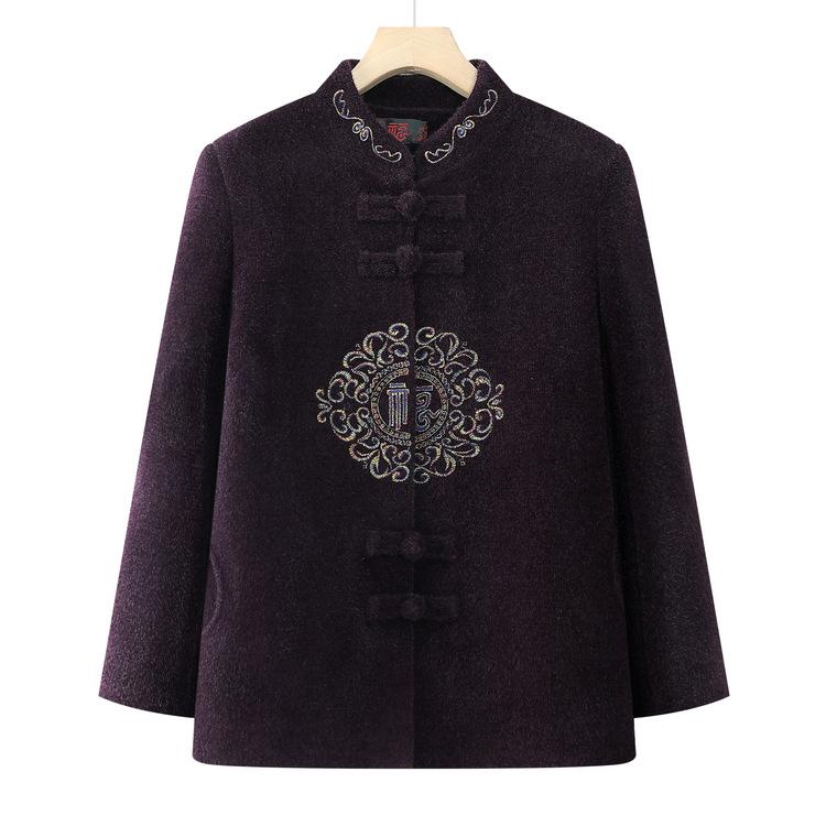 

Новая мода вышитая куртка с длинным рукавом кардиган осень и зима повседневный большой размер наряд для мамы и бабушки 5XL