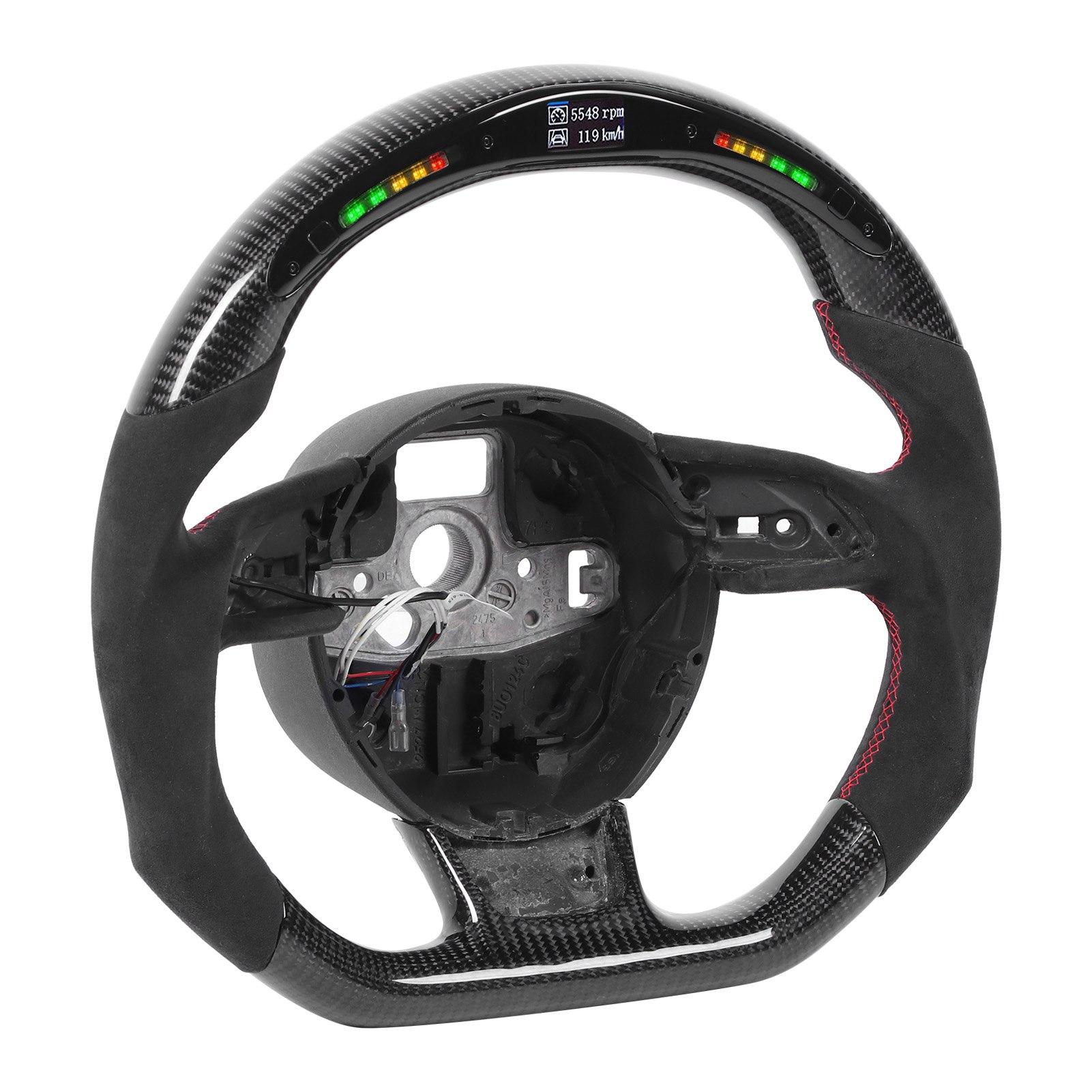 

Carbon Fiber LED Shift Lights Display Suede Steering Wheel Fit for B8.5 RS3 RS4 RS5 RS6 RS7 2013 2016