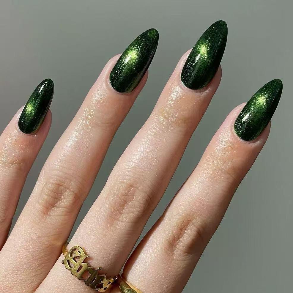 24-Piece Set: Green Water Drop Glass Beads for Autumn/Winter Nail Art