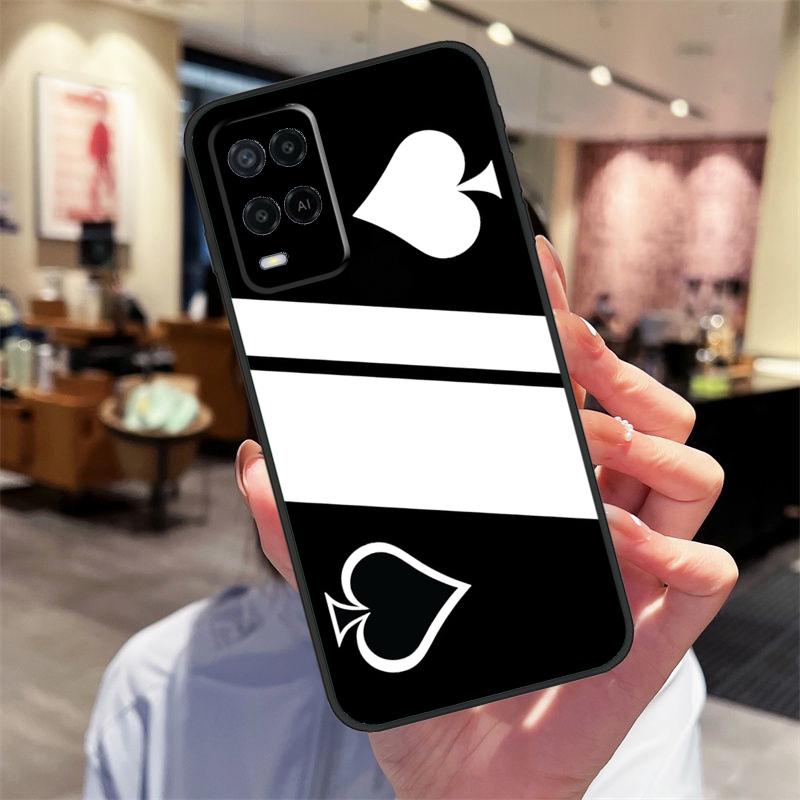 Ace of Spades Poker Card Case For Oppo A94 A74 A54 A18 A38 A58 A78 A98 A40 A60 A80 A16 A76 A96 A15 A17 A77 A57S Cover