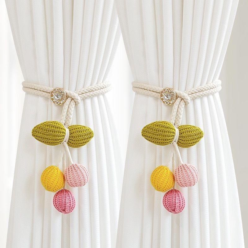 New Curtain Tiebacks Binding Straps Creative Pumpkin Decoration Embellishment Binding Straps Adjustable Gauze Collapse Pendant