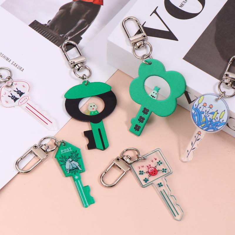 Harajuku Style Forest Animal Keychain Ins Trendy Acrylic Keyring Creative Key Holder Bag Pendant Couple Gifts