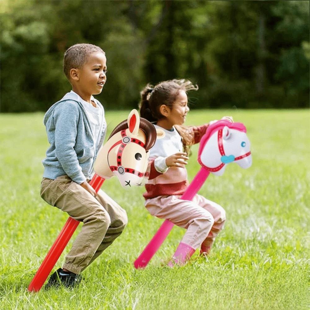 Cartoon Horse Head Stick Balloon PVC Inflatable Stick Horse New Animal Long Sticks Balloon  Kids