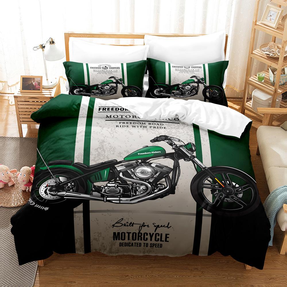 Juego de cama con edredón y funda de almohada de motocicleta 3D de 2/3  piezas,, image size:1000x1000