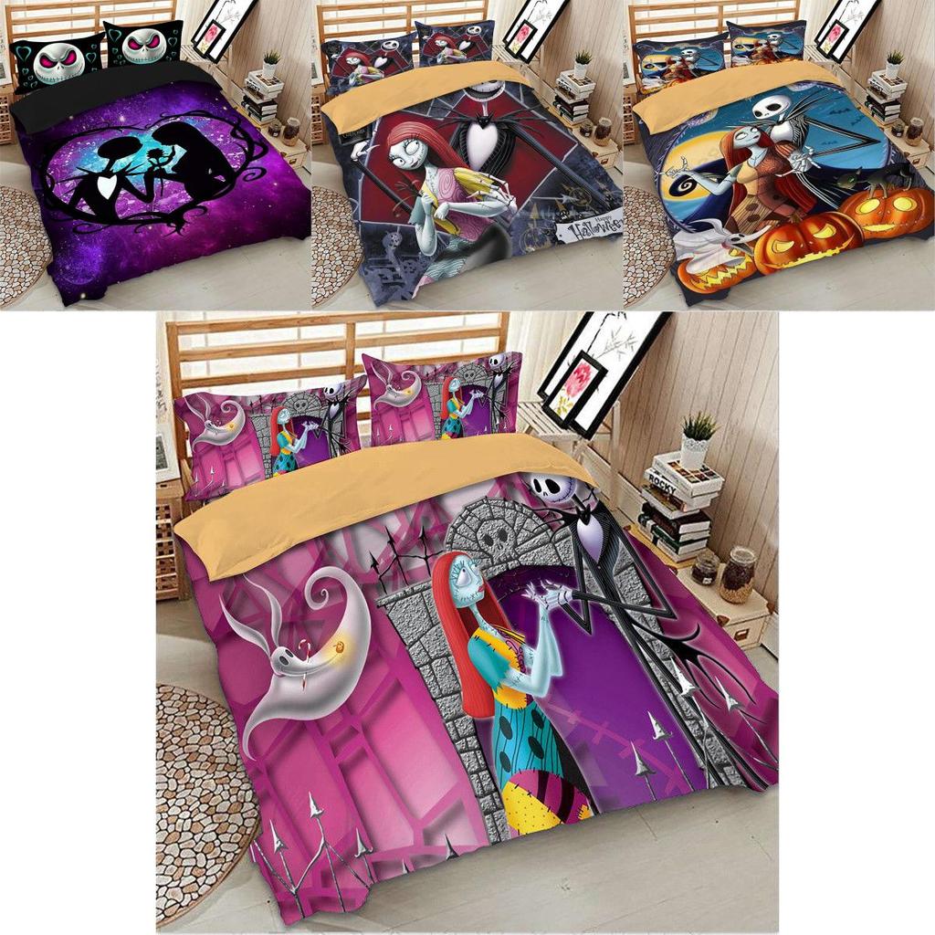 Luxurious Nightmare Before Christmas Duvet Cover With Pillow Cases Bedding Set