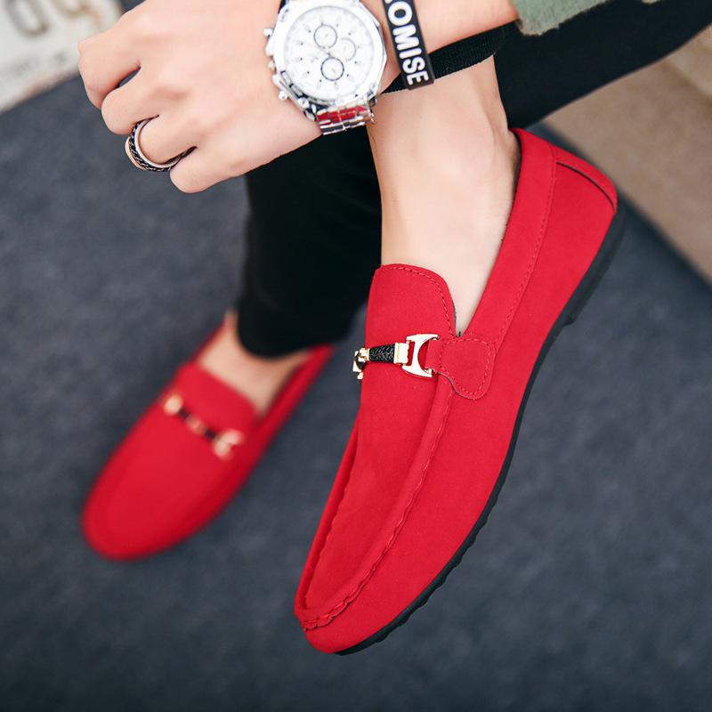 Spring Red Suede Loafers Men Leather Men's Casual Shoes Slip On Walking Driving Shoes for Men Moccasins Soft Man Flat Shoes