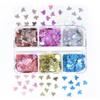 1 Set Shiny Mix Laser Nail Flakes 3D Leaf Nail Decoration 6 Grids Holographic Red Leaves Nail Glitter Sequins