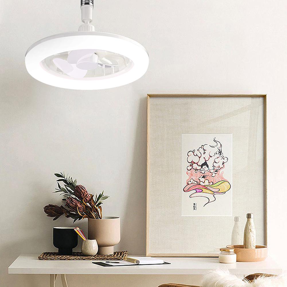 2 In 1 Silent Ceiling Fan Light with Remote Control Electric Cordless Fan Dimming Three Color Light for Home Living Room Bedroom