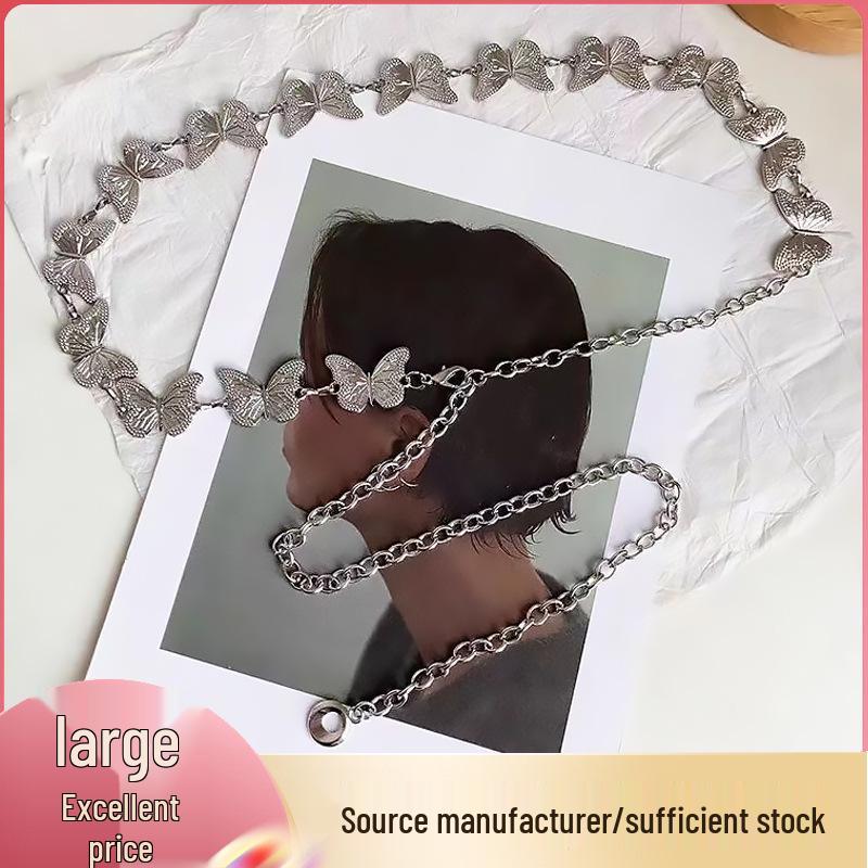 European and American Butterfly Metal Waist Chain Belt, Korean JK Uniform Style, Trendy and Versatile Accessories