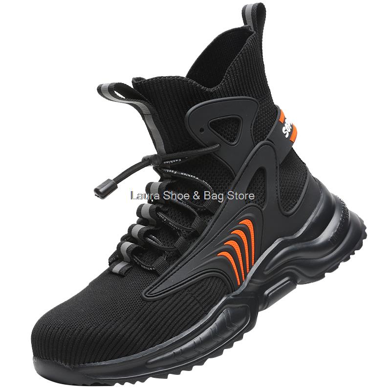 Fashion Anti-Piercing Safety Shoes For Men Working Boots Steel Toe Cap Boots Anti-Smashing Work Shoes Breathable Safety Boot Men's Shoes