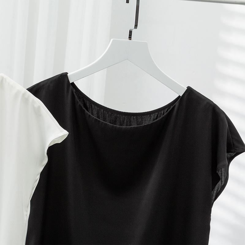 Women's Loose Silk Mulberry Short-Sleeve T-Shirt - Korean Style Sleeveless Summer Top