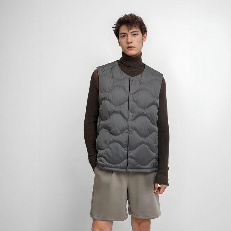 Down men's vest collarless light down jacket liner vest fattened plus size inside and outside wear middle-aged and elderly father clothing