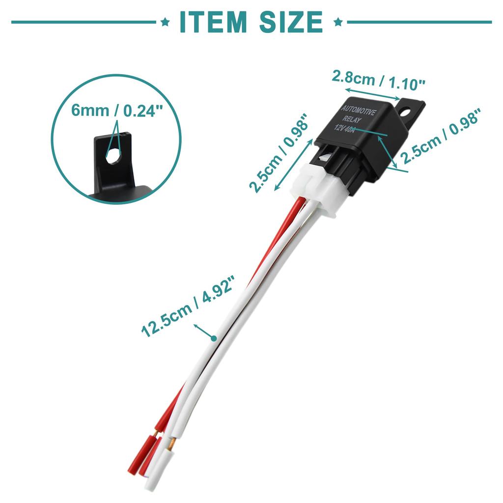 ACROPIX Car Fuse Relay Switch Power Supply with Harness JD-2912 4 Pin DC 40A Black 4pcs