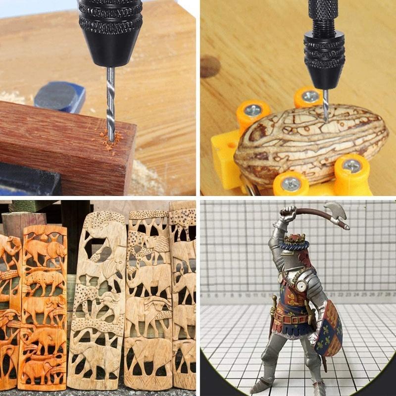 Micro Mini Hand Drill Bits Set Manual Pin Vise Woodworking for Model Resin Jewelry Hole Maker Puncher Craft Tools