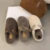 2025 new belt buckle thick-soled imitation lamb wool cotton slippers outer wear bag head fluff half-drag warm women's shoes slippers