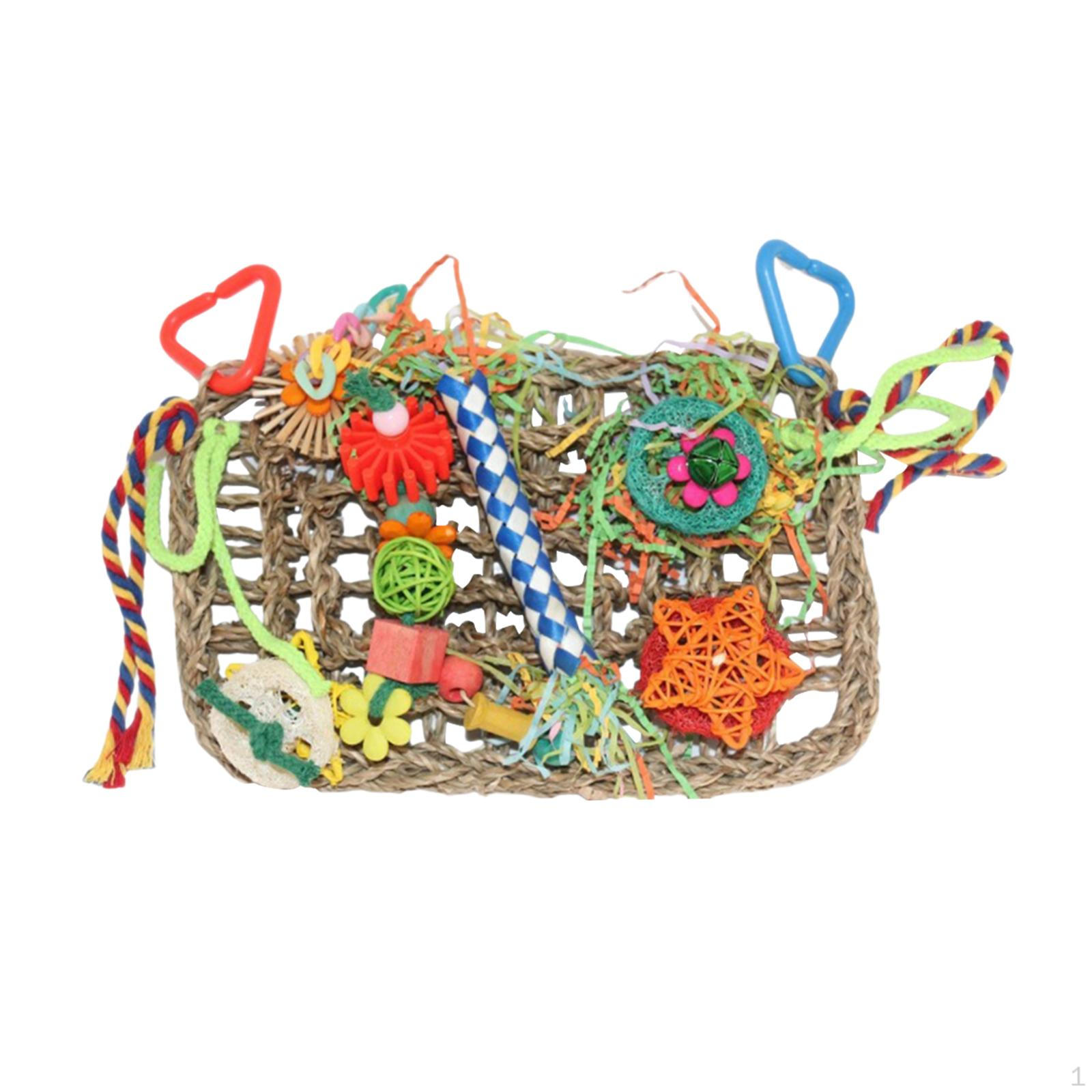 

Настенные игрушки для кормления птиц 18x28 см, тканый коврик из ротанга с попугаем, восхождение для влюбленных птиц, корелла Style B