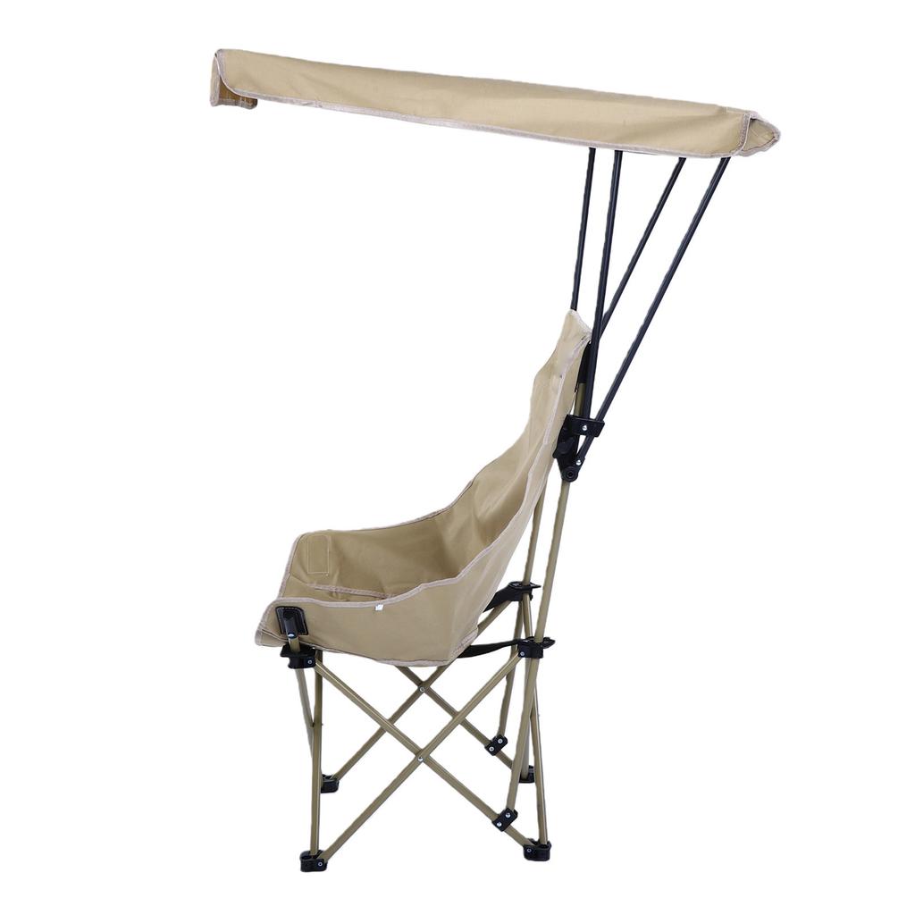 Sedia Pieghevole Portatile con Tettoia Leggera Schienale Alto per Pesca Campeggio Spiaggia