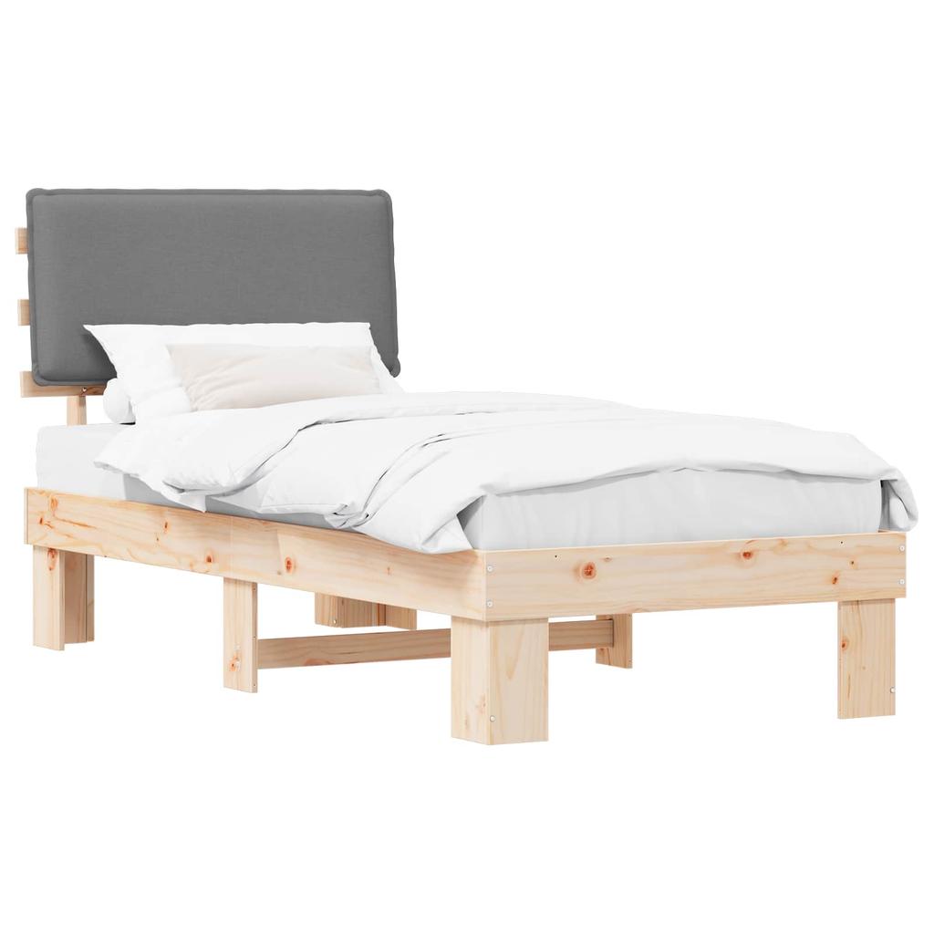 Bed Frame with Padded Headboard Light Grey 75 x 190 cm