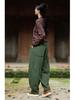 Women's Retro Winter Distressed Patchwork Velvet-Lined Linen Lantern Pants