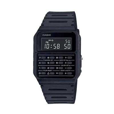 Schwarzes Silikonarmband Digitalanzeige Tasten Herren Quarz Uhr CA-53WF-1B