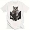Men's Cotton T-Shirt with British Shorthair Cat Peeking From Pocket Casual Short Sleeve Round Neck Tee Machine Washable - Men...