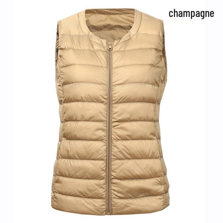 

Women s Versatile Plus Size White Duck Down Vest - Short, Round Neck, and Lightweight XL