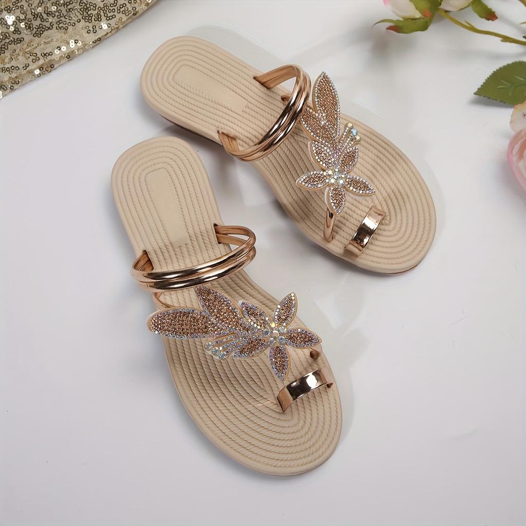 Summer New Maple Leaf Women's Flat Sandals, Slip-on Toe Comfortable Beach Style, Outdoor Lightweight Casual Round Toe Slide Sandals