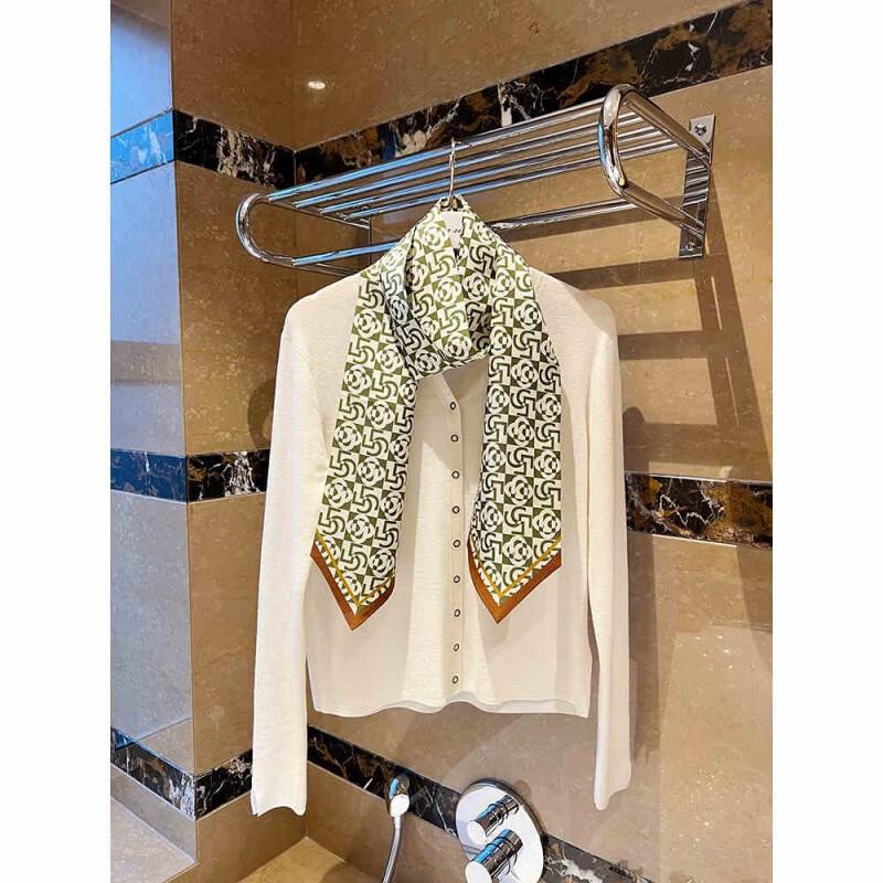 NINA SOLOR Plaid Camellia Silk Long Scarf