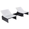 Day and Night - Day and Night Reclining Garden Chairs with Table 2 Pcs Black PE Rattan