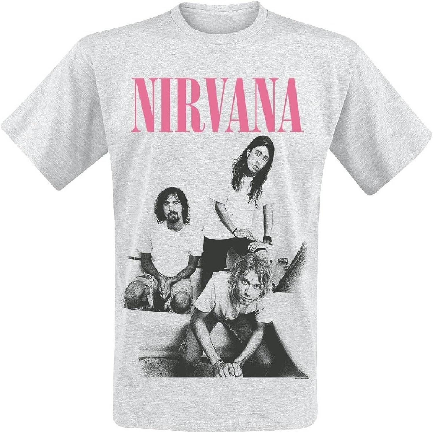 Футболка Nirvana Фото в ванной Логотип группы Официальная Мужская Серая Размер L S белый