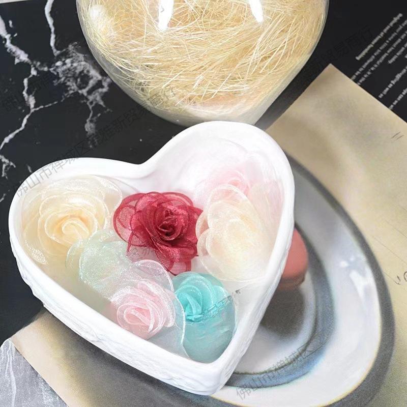 Korean Style 15-Piece Gauze Snow Fabric Flowers for DIY Clothing, Hair Clips, Jewelry Accessories