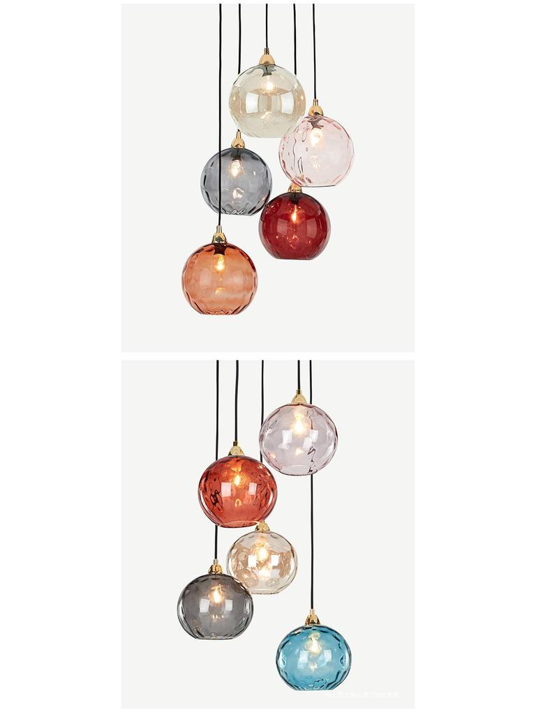 Nordic Colorful Water Ripple Glass Sphere Pendant Lamp for Bedroom or Bar.