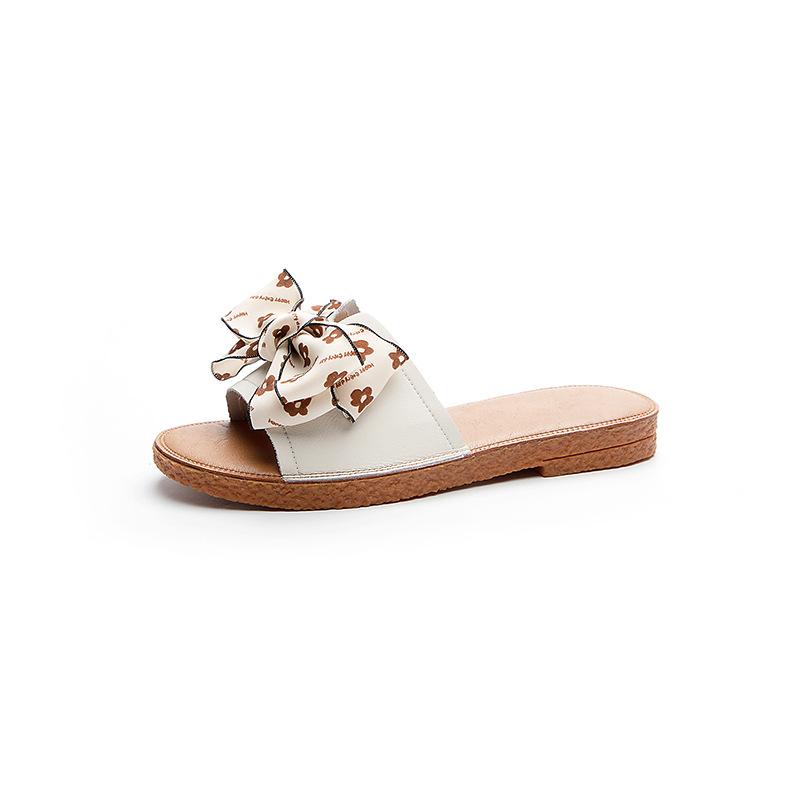 2025 new summer women's slippers first layer cowhide outer wear sandals home casual height increase beef tendon flat soft sole sandals
