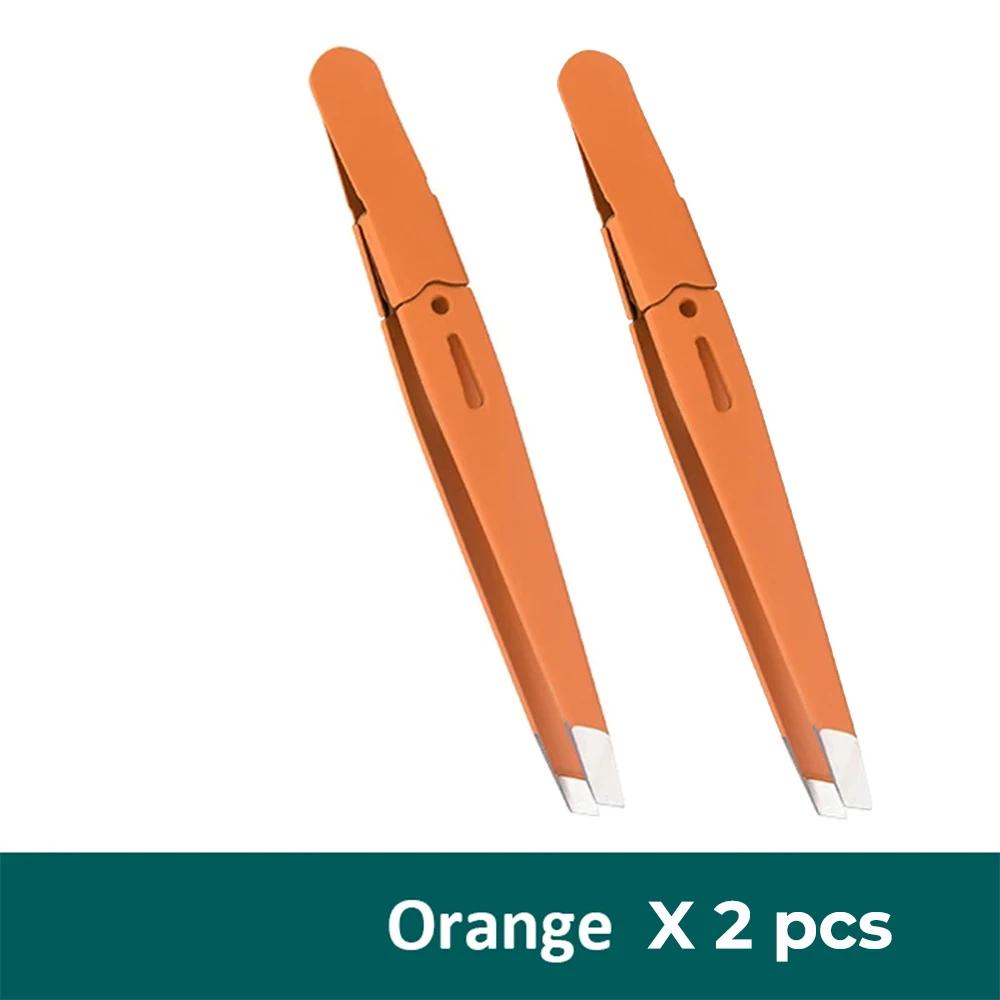 Colorful Stainless Steel Eyebrow Tweezers, Slant Tip Precision Hair Removal, Hollow Design Beauty Tool for Men Women