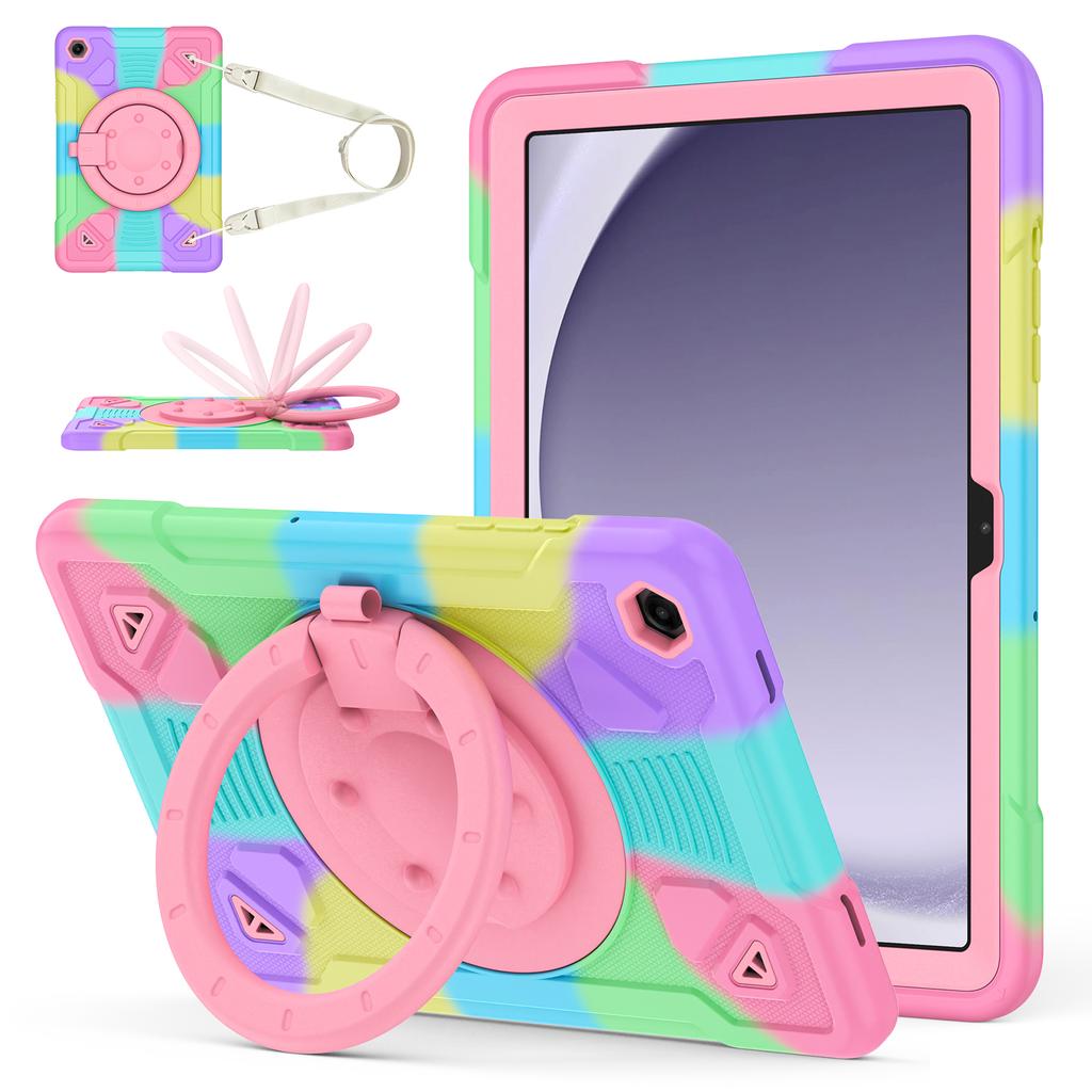 Tablet Case For Samsung Galaxy Tab A9 / Tab A11 with Hand Grip Kickstand Space Planet PC + Silicone Tablet Cover