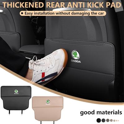 AAFO1 Car Logo Seat Backrest Storage Bag Anti-kick Pad Protection Mat Interior Accessories For Kamiq MK3 Roomster Rapid Kodiaq