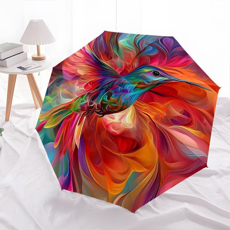 

1pc Whirling Colors Hummingbird s Dance Pattern Automatic Umbrella is Fashionable and Good-Looking, Suitable for Travel and Daily UseC104