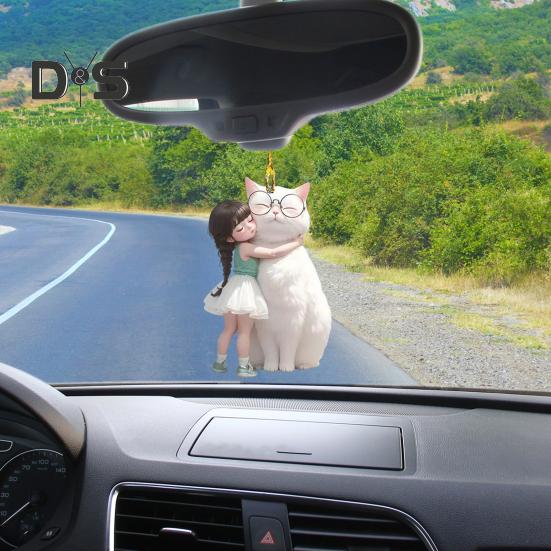 Dekorativer Katzenanhänger zum Aufhängen, Ornament mit Umhängeband, einfach aufzuhängen, Schlüsselanhänger, Anhänger, Auto-Rückspiegel-Dekoration