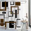 Fabric Geometric Shower Curtain, Mid-Century Modern Geometric  Herringbone Chevron Blue Black Gray Square Bathroom Decoration