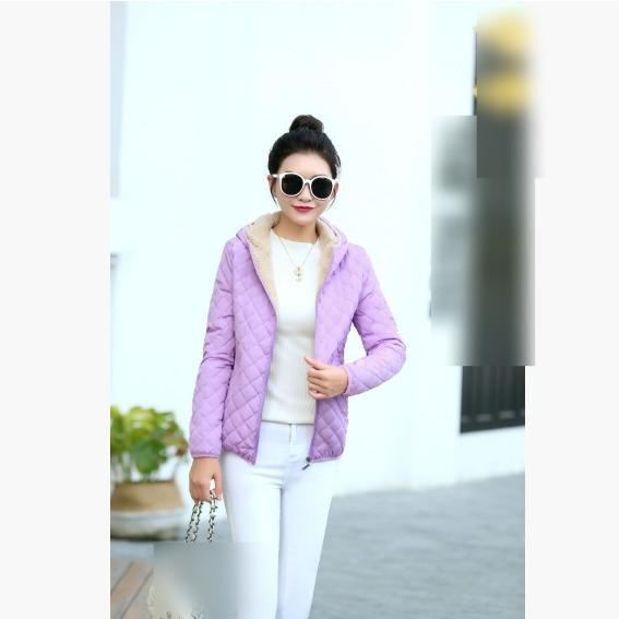 Cotton-padded Jacket Women's Short Lightweight Small Padded Jacket Casual Plus Velvet Thick Cotton-padded Jacket Women's Lamb Wool Jacket