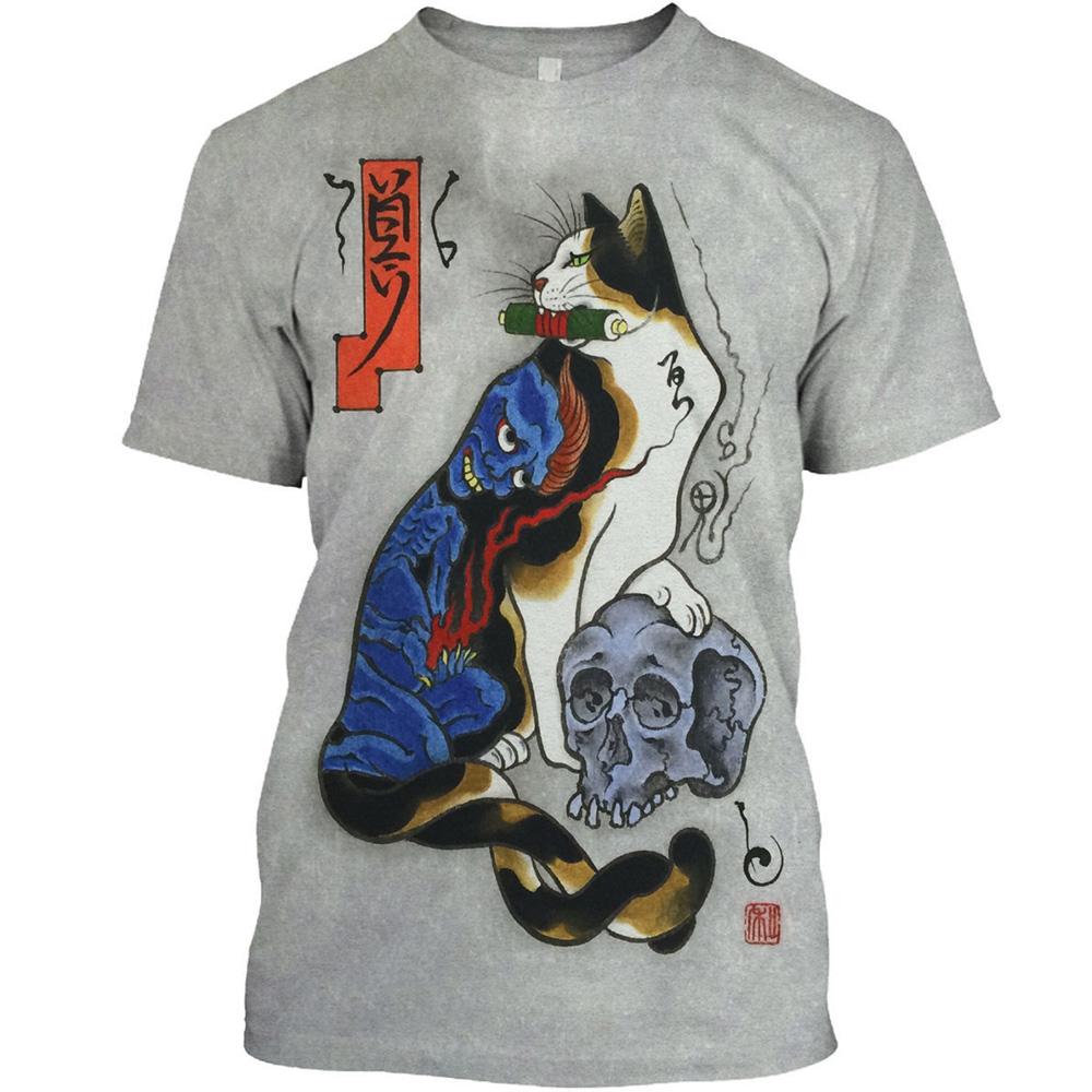 Japanese Samurai Cat 3d Printed Summer Men'S T-Shirt Casual Shirt Classic Vintage Oversized O-Neck Fun Hip Hop Loose Clothing