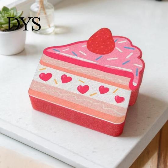 Multi-purpose Kitchen Sink Scrubber Double-Sided Cellulose Scrub Sponges, Cute Dessert Patterns Non-Scratch Wood Pulp Honeycomb Structure Sponge,