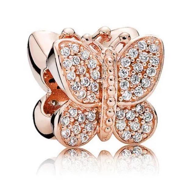 New Copper Rose Gold Butterfly Style Flower Dragonfly Present Box Charm Compatible With Authentic Bracelet Accessories Women Jewelry Item