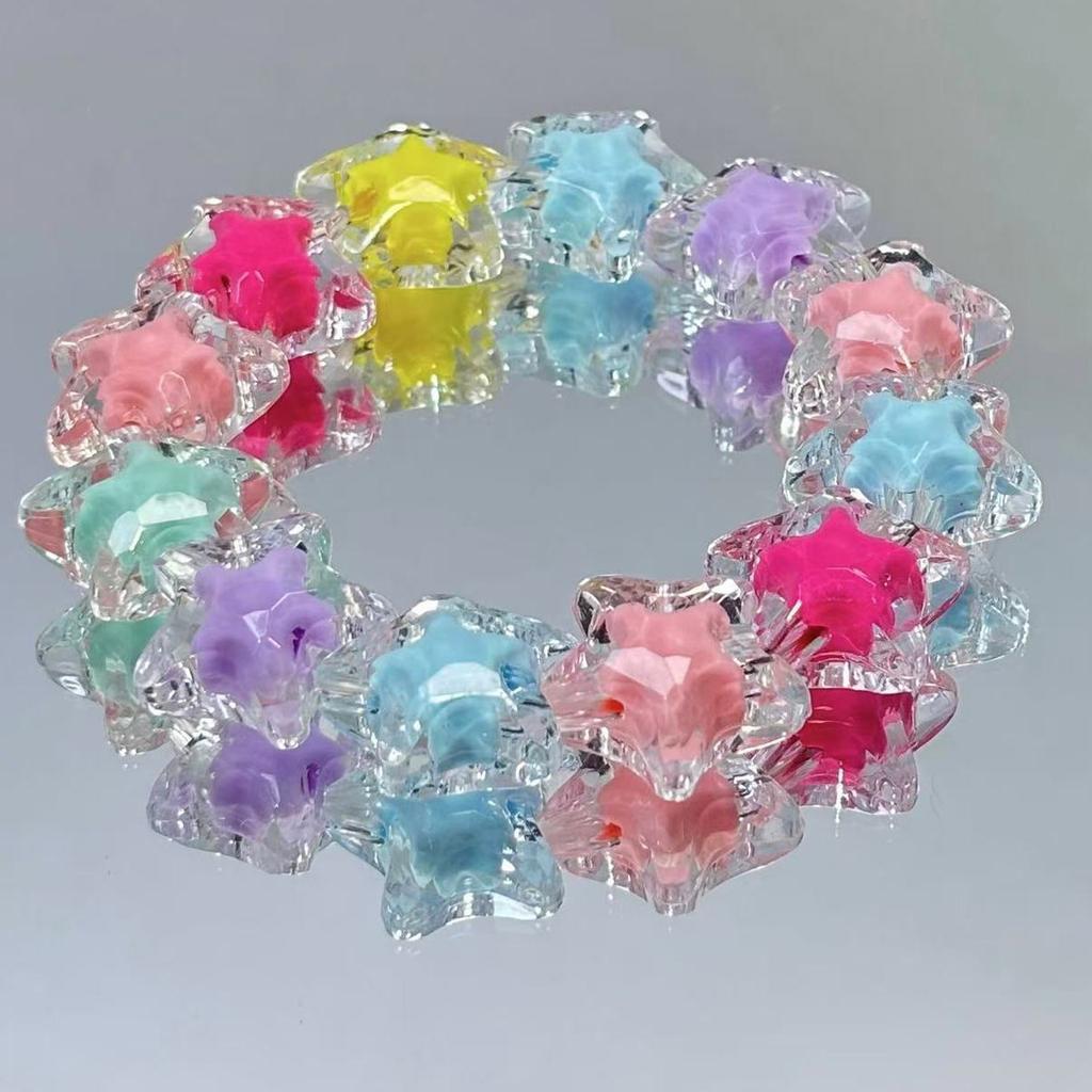Trendy Dopamine Star Necklace/Bracelet with Rainbow Beads Feature for Women Fashionable Layered Chain Jewelry Gift