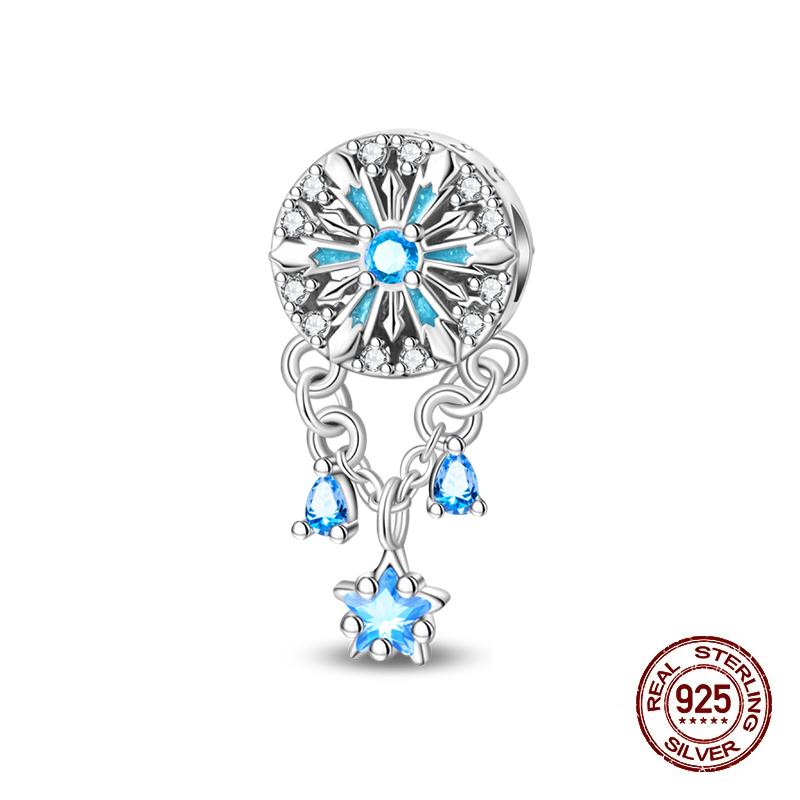 Original 925 Silver Charms Beads Winter Snowflake Snowman Igloo Penguin Pendants Fit Bracelet Charms Women Jewelry Gift