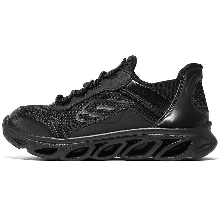 Skechers Kids Fabric Slip-On Shoes Fashion Simple Versatile Comfortable Drawstring Non-Slip Wear-Resistant Low-Top Casual Running Shoes 403840L-BBK 27.5