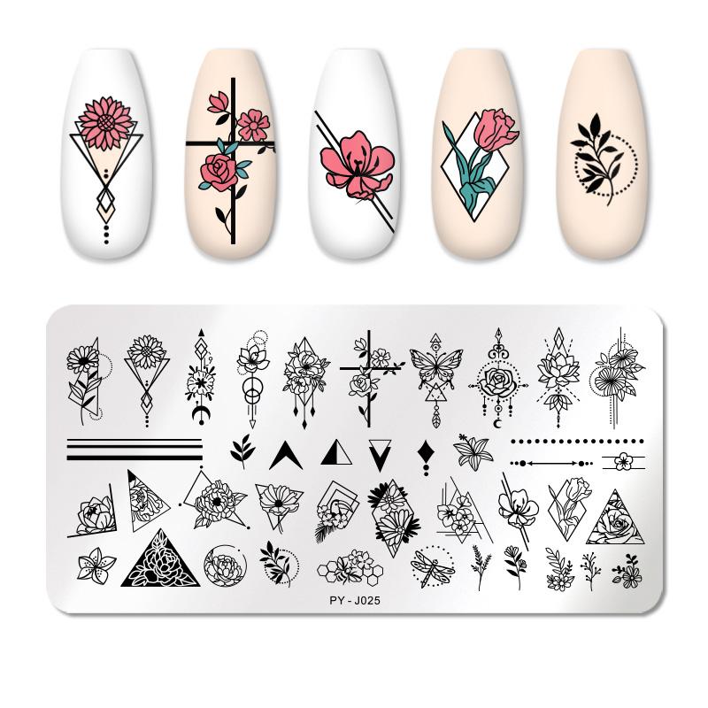 PICT YOU 12*6cm Nail Art Vorlagen Stempelplatte Design Blume Tier Glas Temperatur Spitze Stempelvorlagen Platten Bild