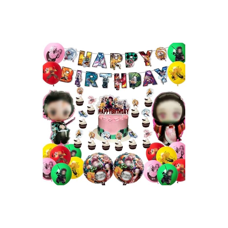 ZEYGC Kimetsu Birthday Decoration Set, Balloon Garland, Banner, Character Balloons, Birthday Decorations, Birthday Balloons, Kids Birthday