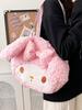 My Melody Plush Tote Bag With Zipper Closure For Daily Use And Fashion Accessory